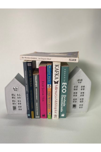 Ev Şeklinde Kitap Tutucu ve Kitap Standı - Dekoratif Mumluk