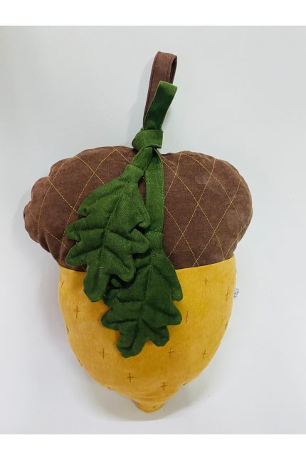 Dekoratif Meşe Palamudu Figürlü Yastık (Kahverengi / Hardal)