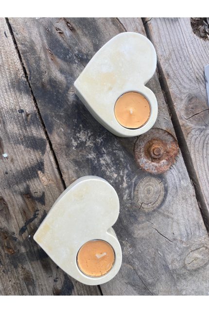 Kalp Şeklinde Tealight Mumluk Seti | Dekoratif İkili Mumluk